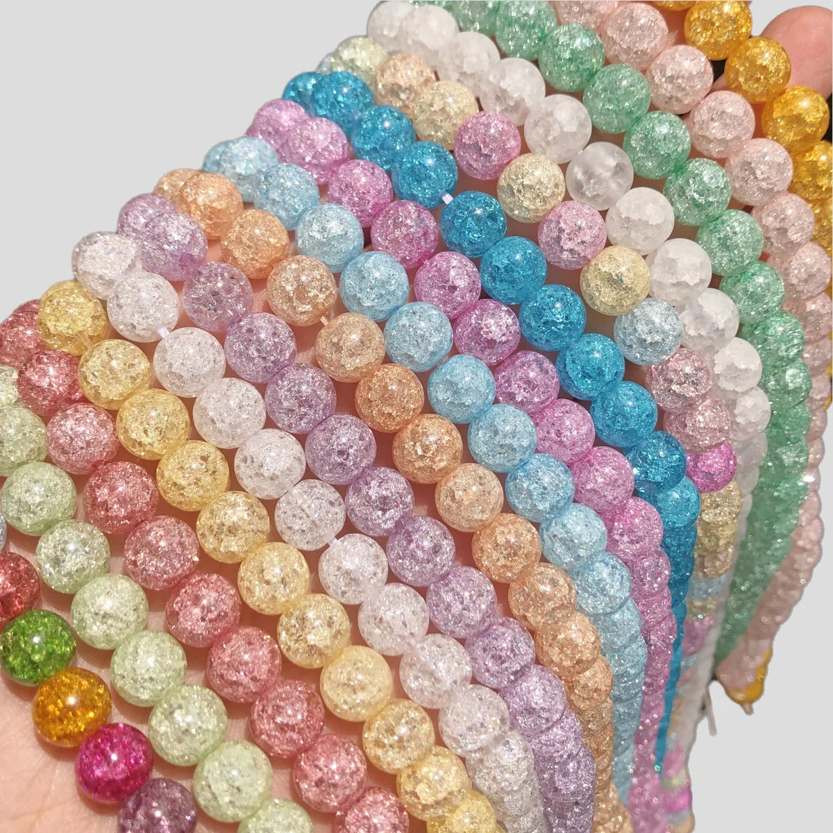 Snow Cracked Crystal Beads 6/8/10mm Round Loose Quartz – 15"