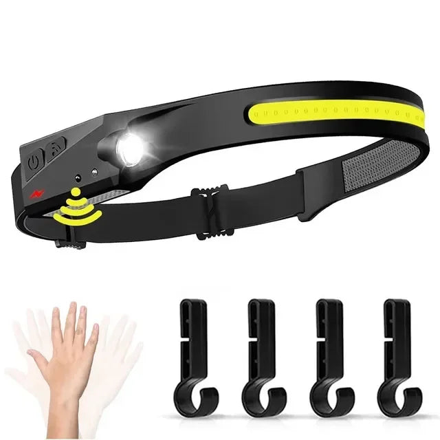 Sensor LED Headlamp Rechargeable – 6 Modes, 230° Wide Beam