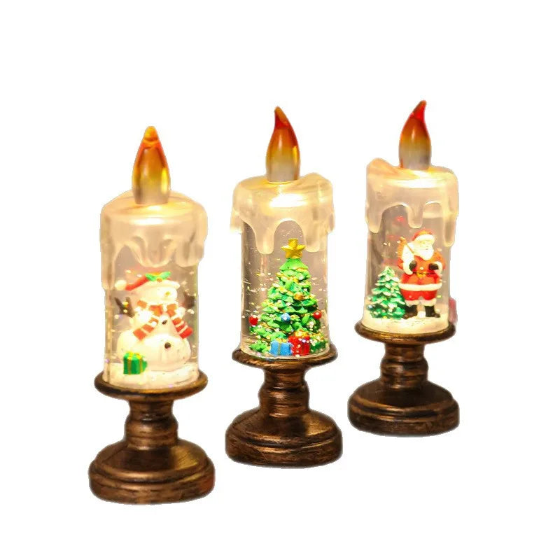 Water-Filled Snow Globe Candle Lamp – Christmas Night Light