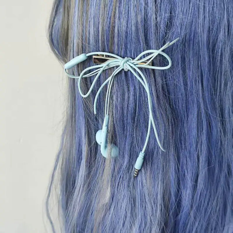 Y2K Headphone Wire Bow Hair Clips – Retro Punk Style