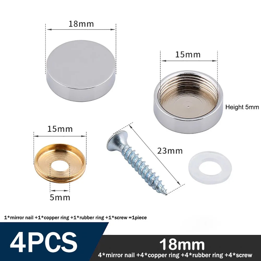 Decorative Mirror Screw Caps – Copper Chrome Covers Multi-Size