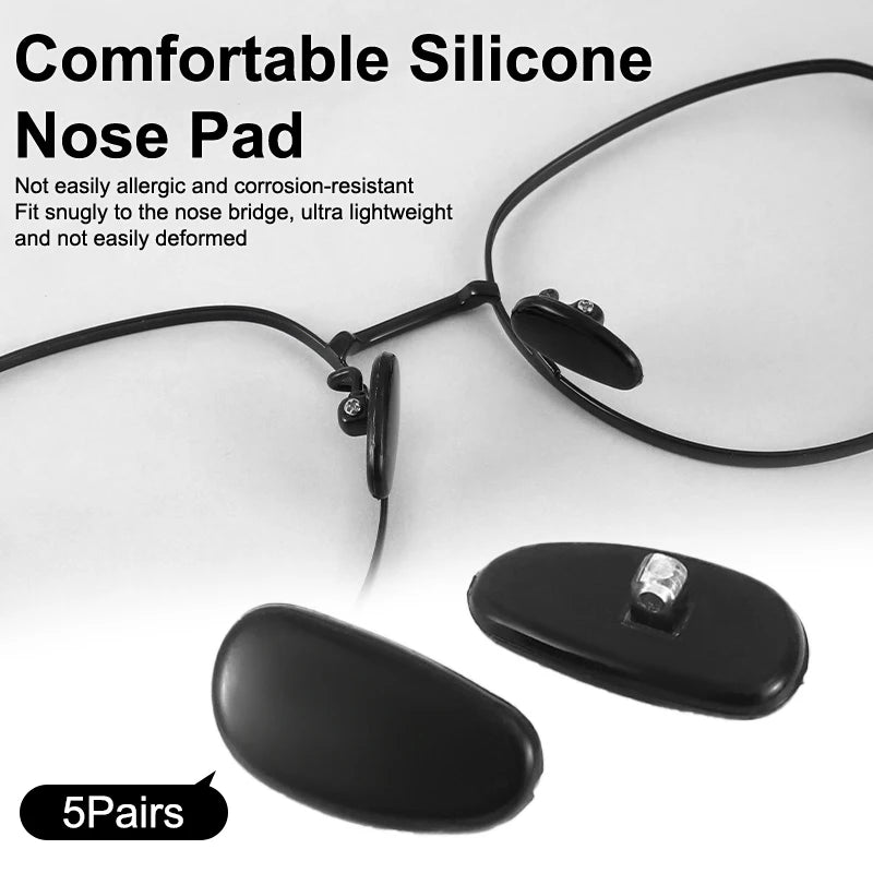 5-Pack Anti-Slip Silicone Nose Pads for Eyeglasses & Sunglasses