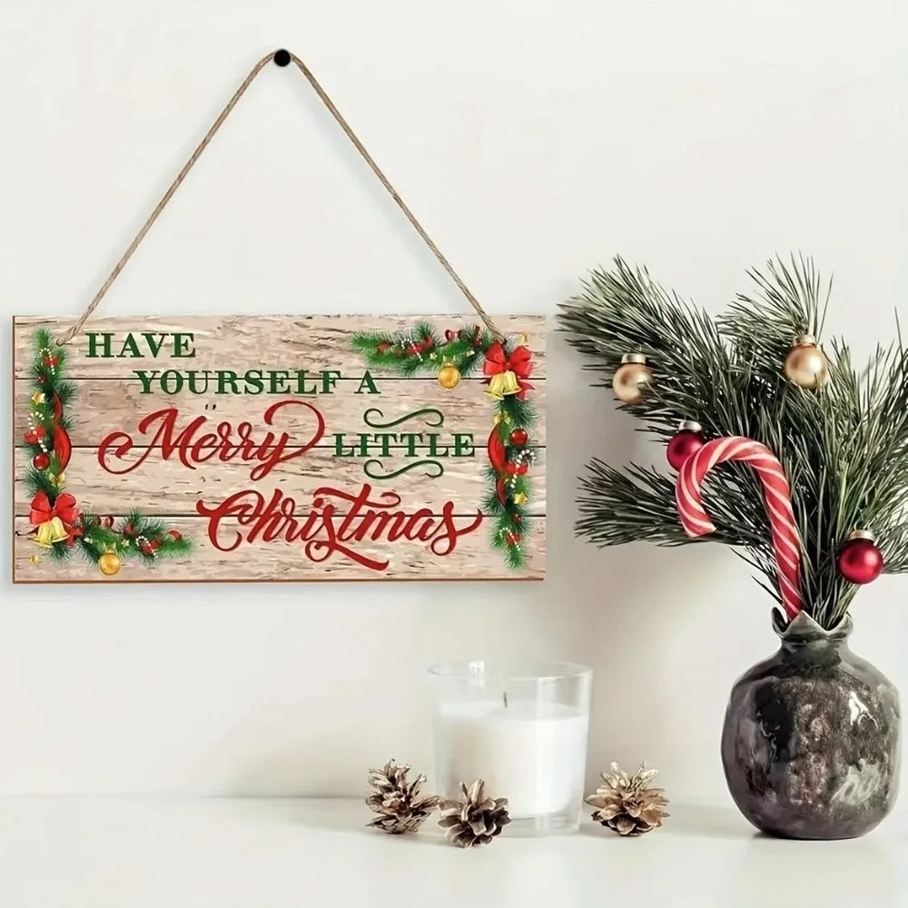 Rustic Wooden Christmas Hanging Wall Decor Welcome Sign