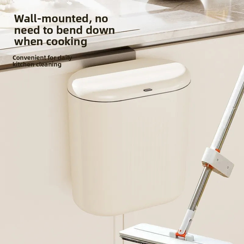 Wall-Mounted Slide-Open Trash Can – Kitchen & Bathroom Bin