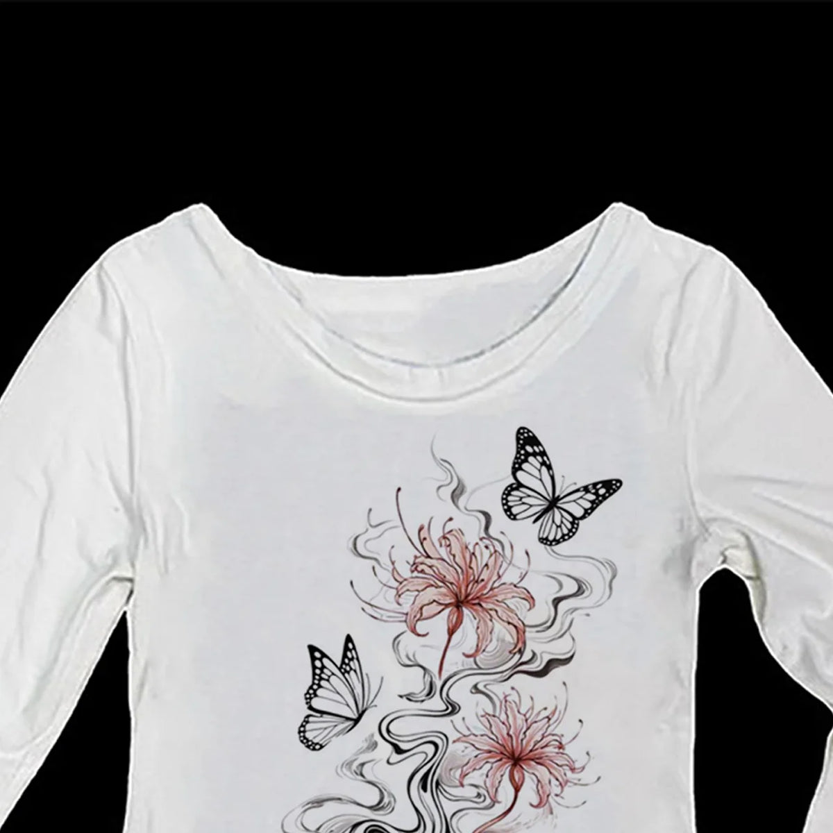 Y2K Retro Long-Sleeve Skinny Top – 90s Fairy Emo Tee
