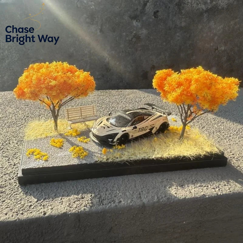 1:64 Scale Autumn Diorama Acrylic Car Model Display Stand