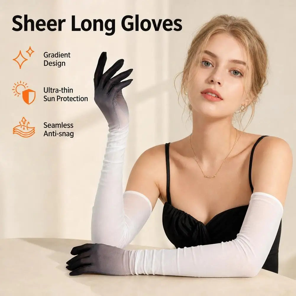 Women Gradient Tulle Long Gloves – Cosplay, KPOP & Party