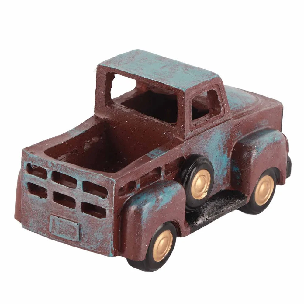 Resin Farmhouse Truck Decor – Blue Vintage Truck Flower Pot
