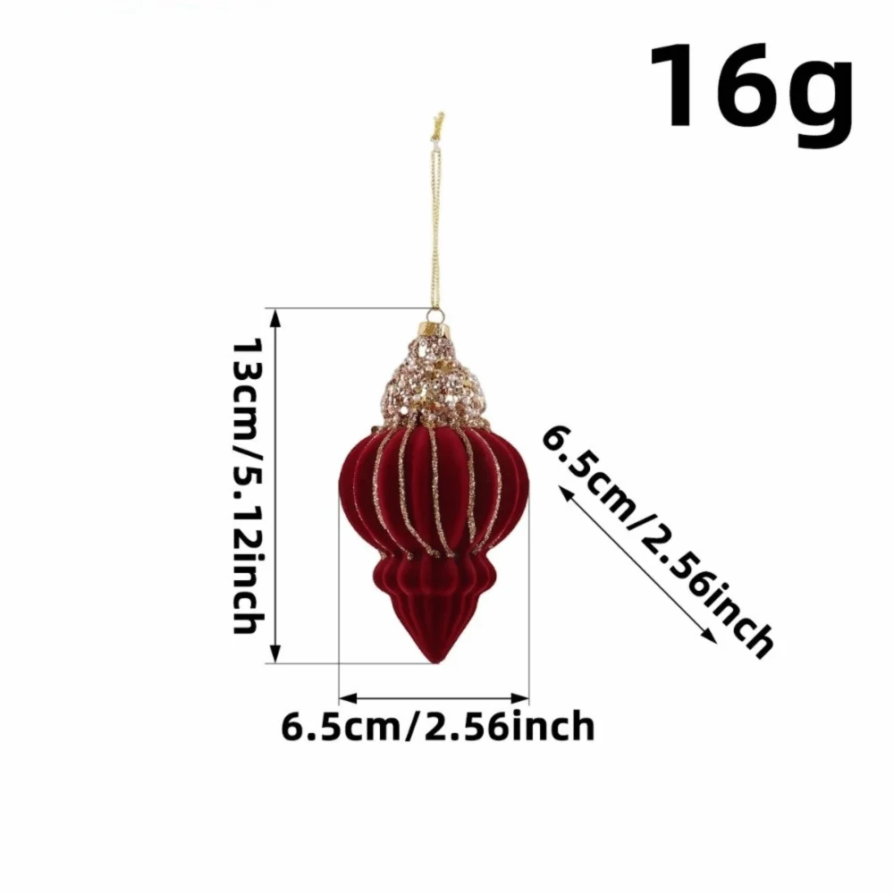 Red Flocked Velvet Christmas Ornaments – Glitter Trim Multi-Shape