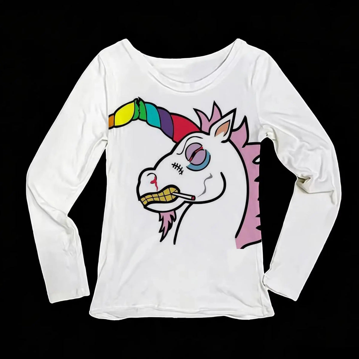 Women's Rainbow Unicorn Long Sleeve Slim Fit Tee – Y2K Top