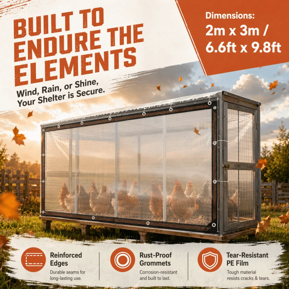 Semi-Transparent PE Chicken Coop Cover – Waterproof 2x3m