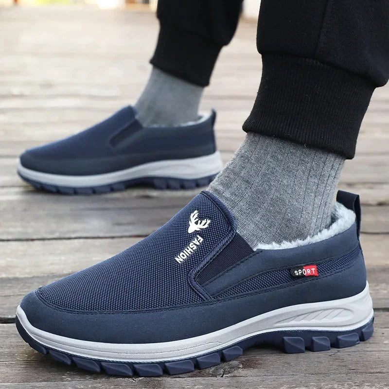 LEDP Men's Slip-On Canvas Loafers – Warm Plush Lining Sneakers