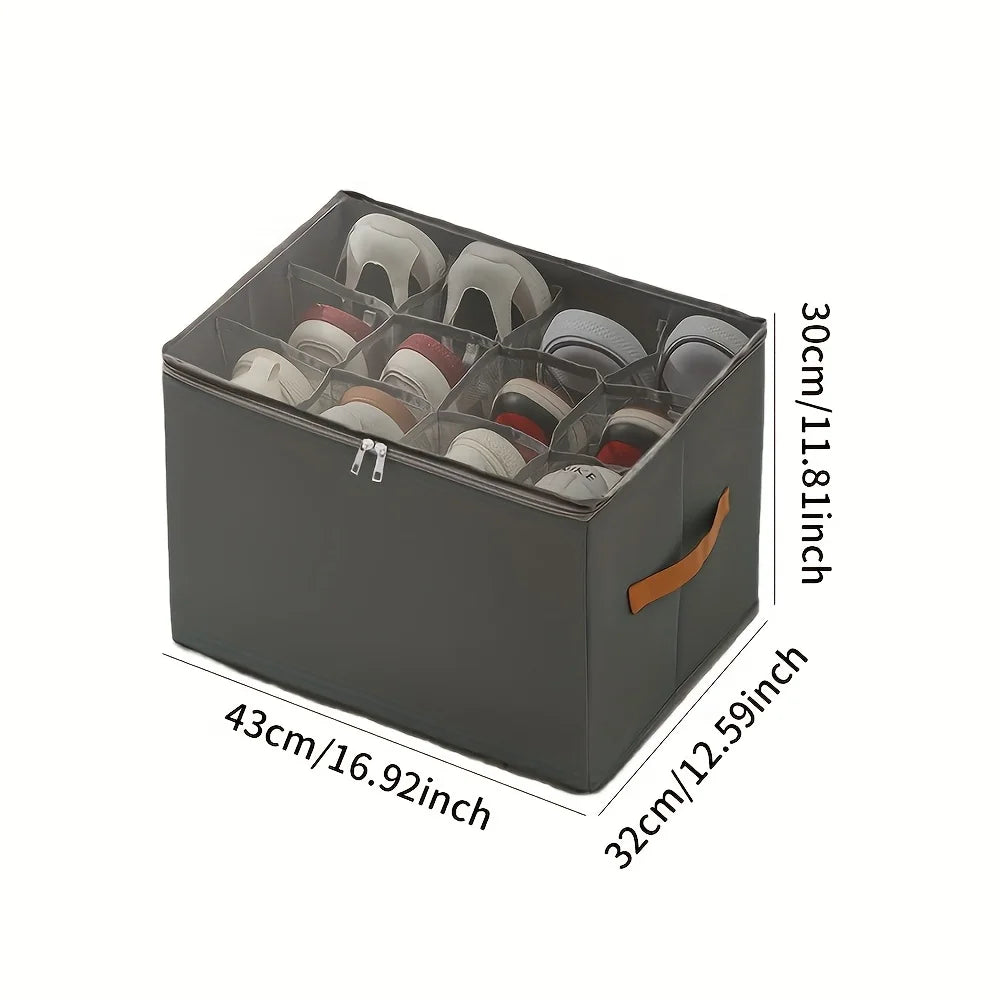 Foldable Shoe Storage Box with Lid – Stackable Organizer