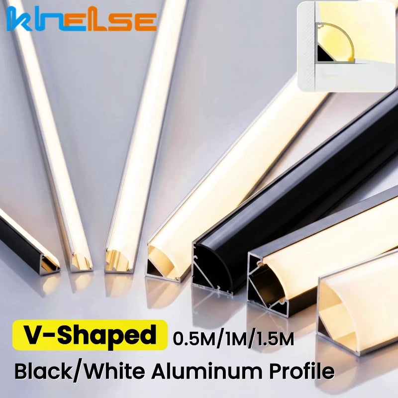 V-Shape 45° Corner LED Aluminum Channel Profile with Diffuser