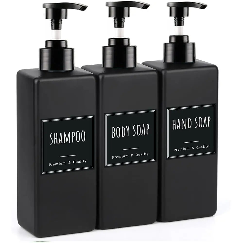 3-Pack 500ml Soap Dispenser Set with Labels – Pump Bottles