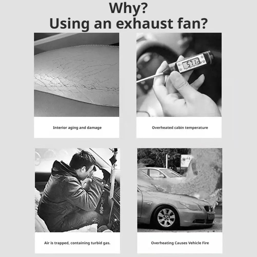 Solar Car Exhaust Fan – 3-Head USB Window Ventilation Fan