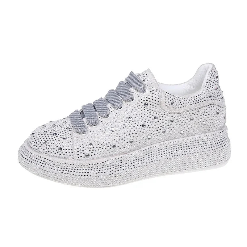 LEDP Women's Rhinestone Platform Sneakers – Luxury Casual