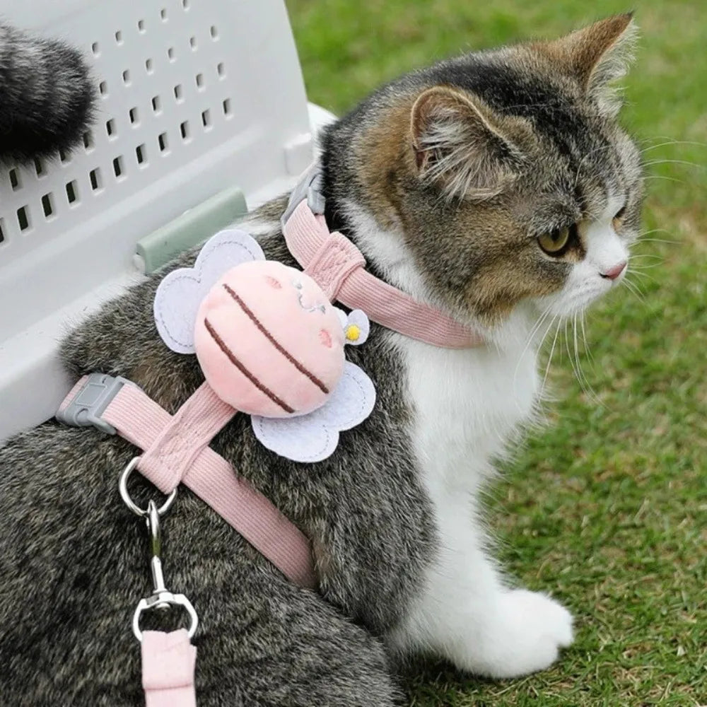 Cartoon Bee Cat & Dog Harness – Adjustable Walking Vest