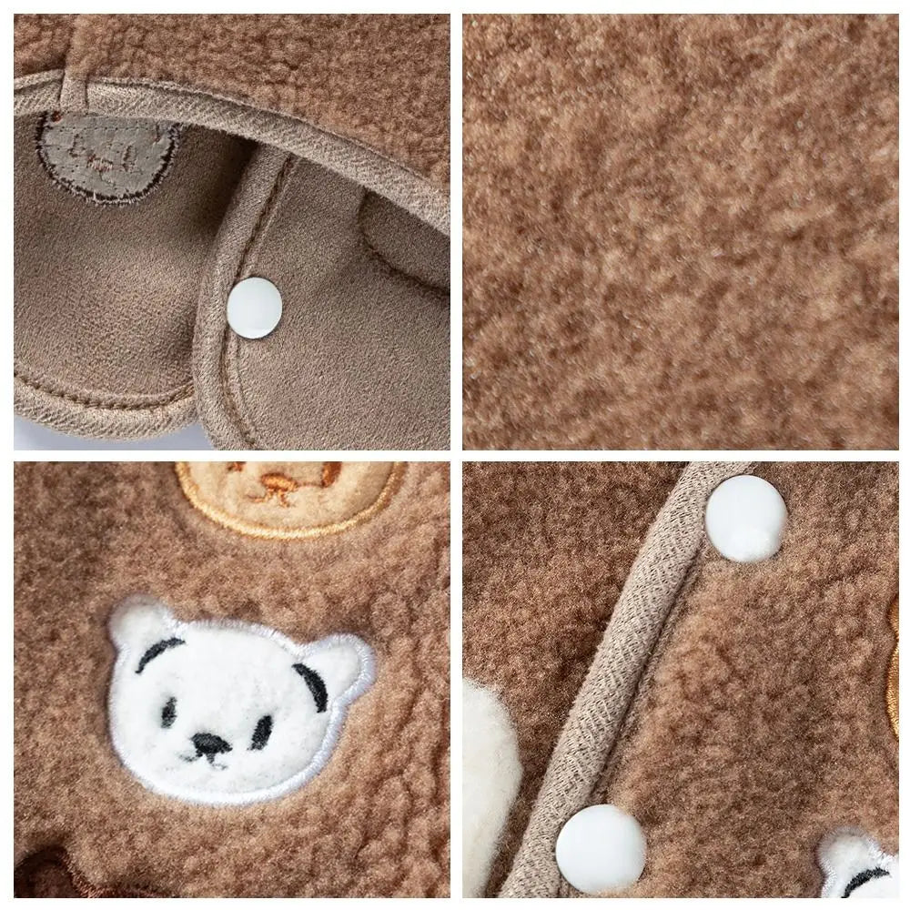 Cartoon Bear Fleece Dog Vest – Warm Windproof Puppy Costume