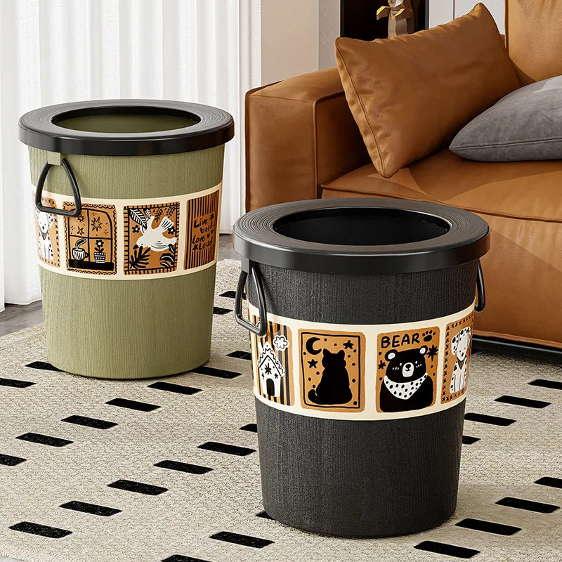 Vintage-Style Large Trash Bin – Decorative Waste Basket