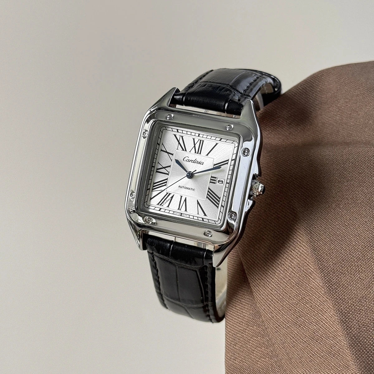 Women's Square Roman Numeral Quartz Watch | Leather Strap