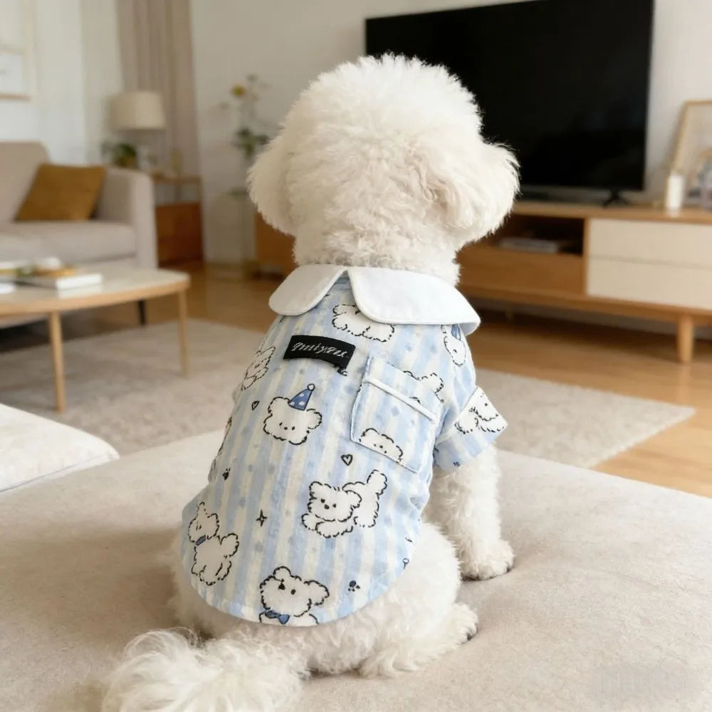 Cute Puppy Print Dog Sleepwear – Anti-Shedding Base Layer