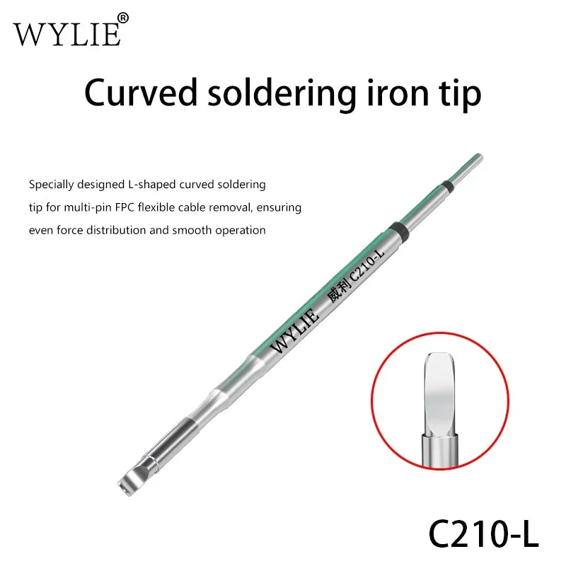 WYLIE C210-L Curved Soldering Tip – FPC & PCB Rework