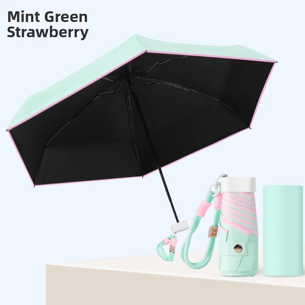 UPF 50+ Mini Folding Pocket Umbrella – UV & Rain Dual Use