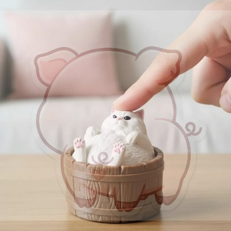 Kawaii Fat Cat Bathtub 3D Printed Fidget Toy | Desktop Decor