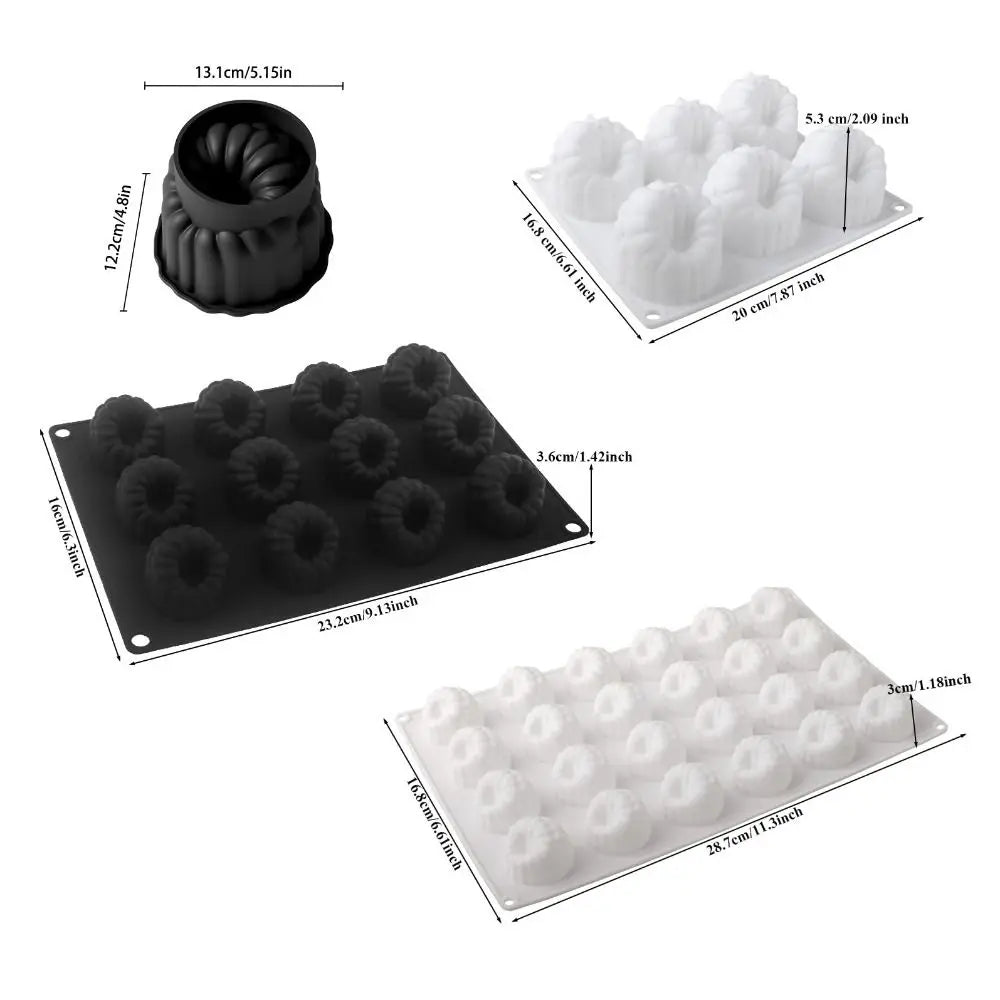 Silicone Mousse Cake Mold Set – 1/6/12/24-Cell Bundt Baking