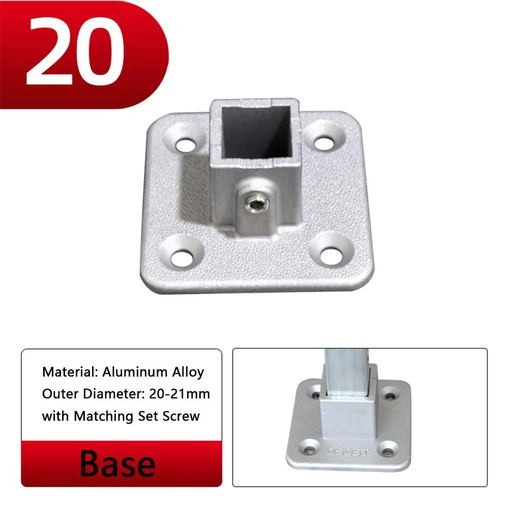 Aluminum Alloy Square Tube Pipe Clamp Connector | 3 Sizes