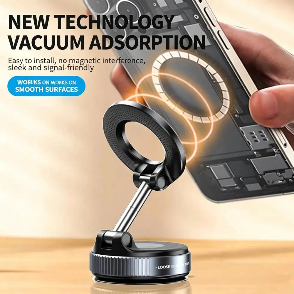 Magnetic Vacuum Car Phone Mount – 360° Rotating Suction