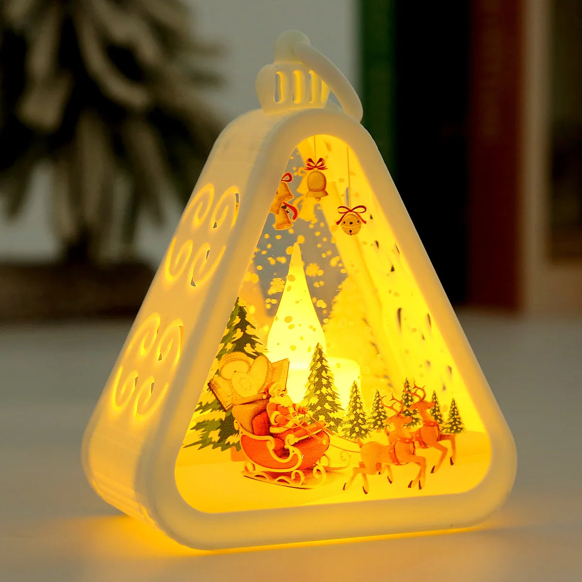 Rustic Vintage Christmas Night Light Lantern | Holiday Tabletop Decor