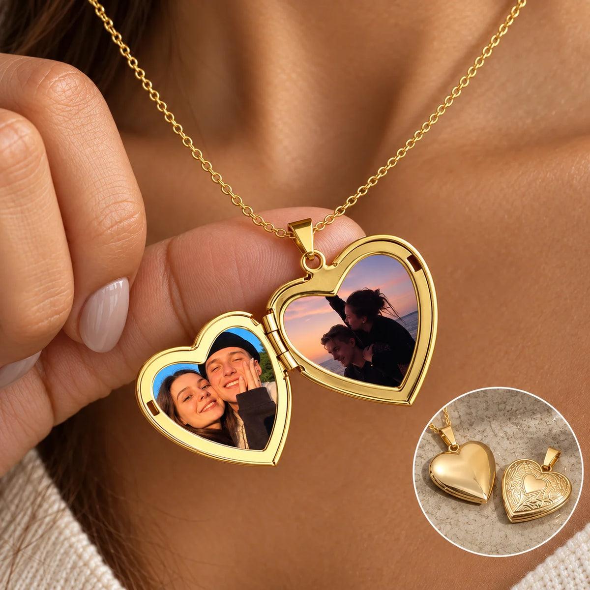 Custom Photo Heart Locket Necklace – Personalized Stainless Steel