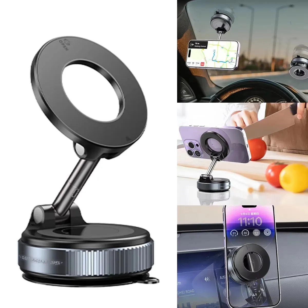 Magnetic Car Phone Holder – 360° Adjustable Vacuum Mount