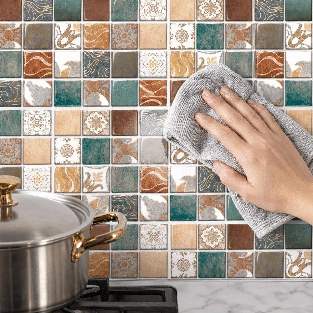 Peel & Stick Kitchen Backsplash Tiles – Brown PVC 6-Pack