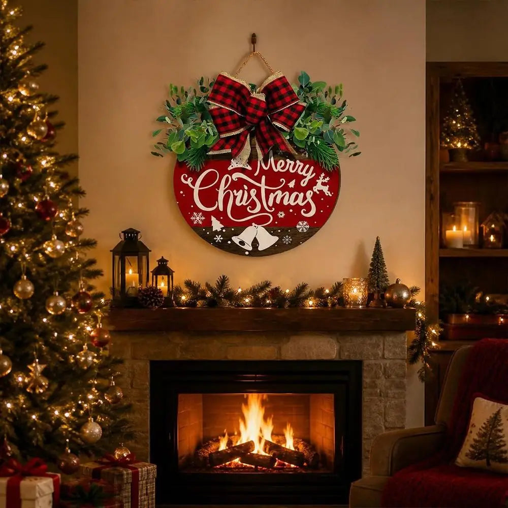 Wooden Christmas Hanging Door Sign – 2D Flat Festive Ornament