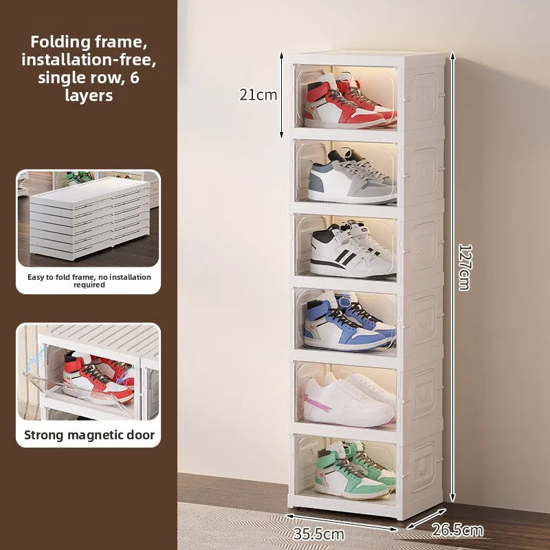 Multi-Tier Clear Shoe Rack | Dust-Proof Transparent Cabinet