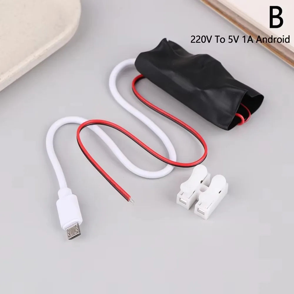 AC 220V to DC 5V Power Adapter – 1A/2A USB & USB-C