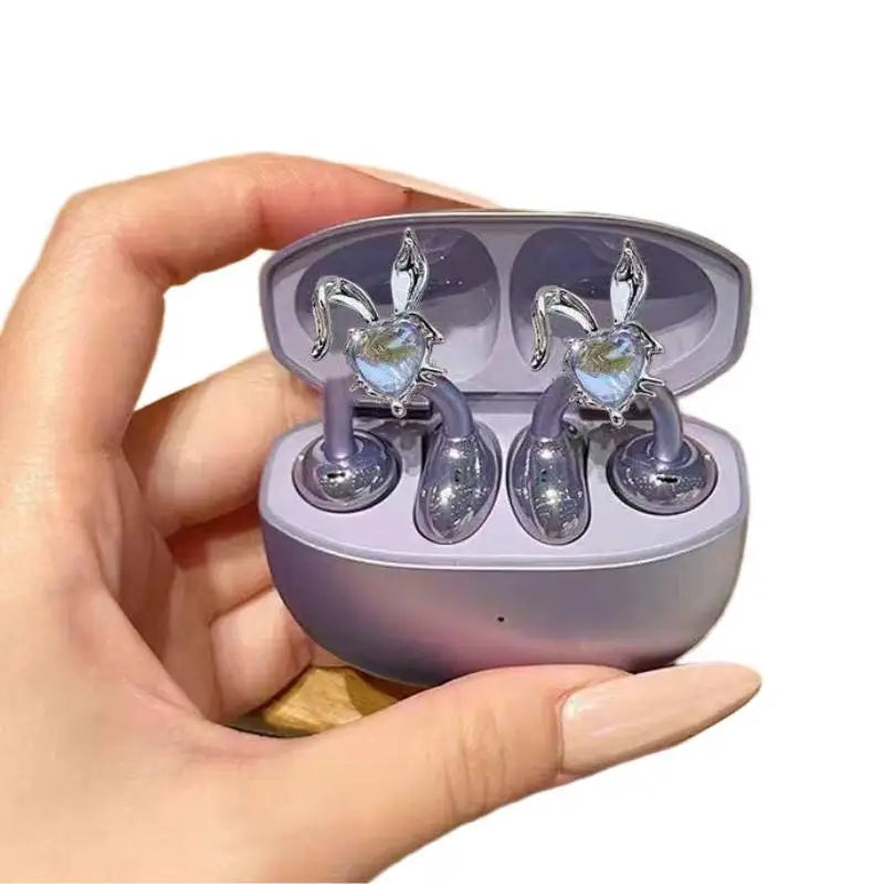 Rabbit Rhinestone Earbud Clip – Bluetooth Earphone Charm