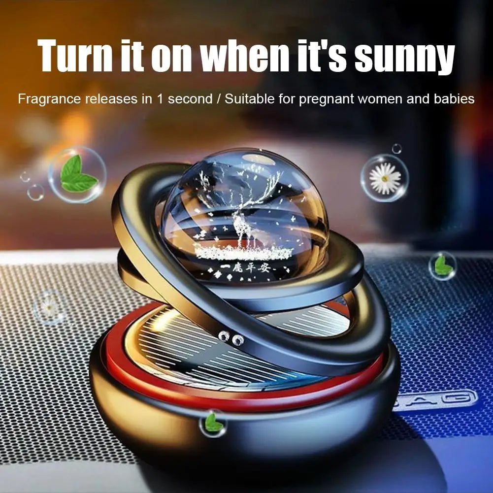 Solar Rotating Crystal Ball Car Aromatherapy Hanging Ornament