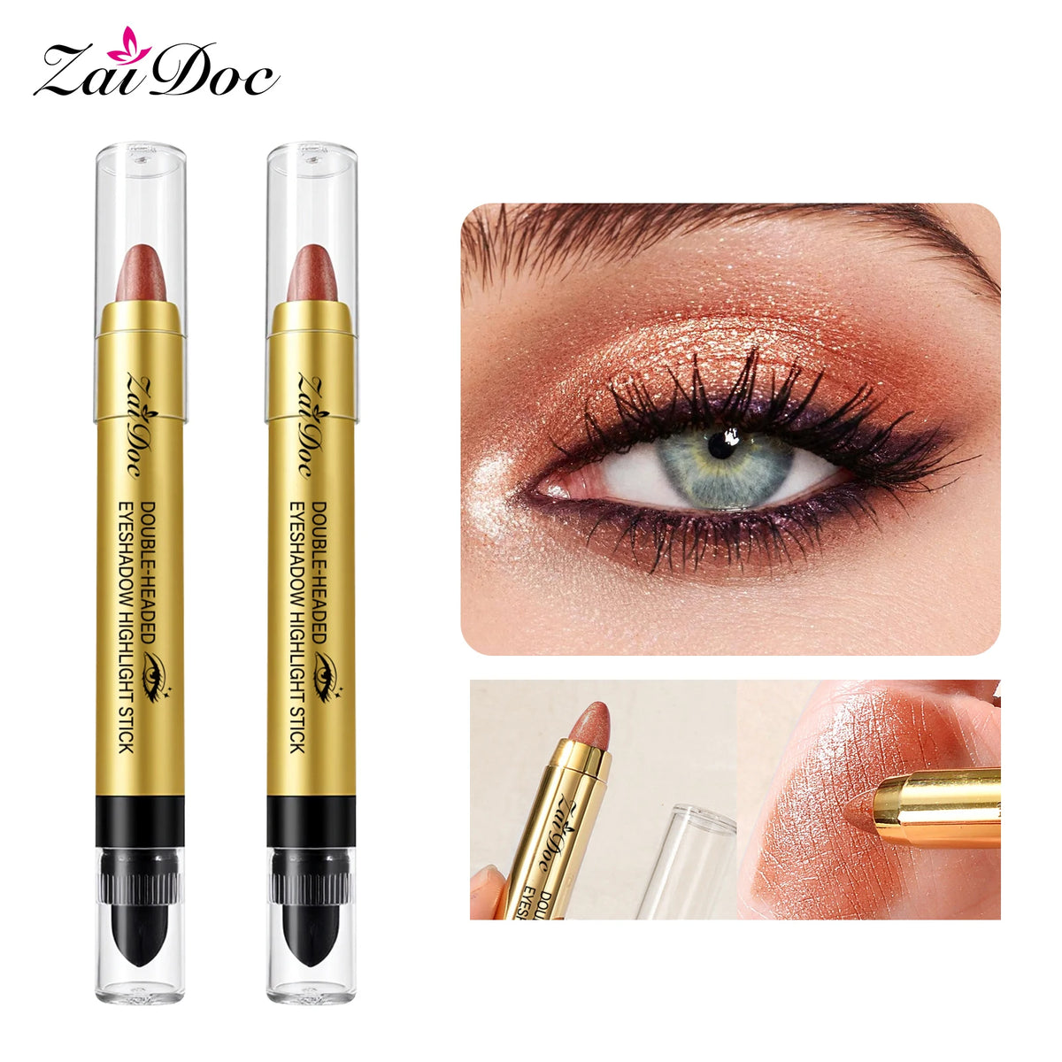 ZaiDoc 6-Color Dual-Ended Eyeshadow Highlighter Stick Set