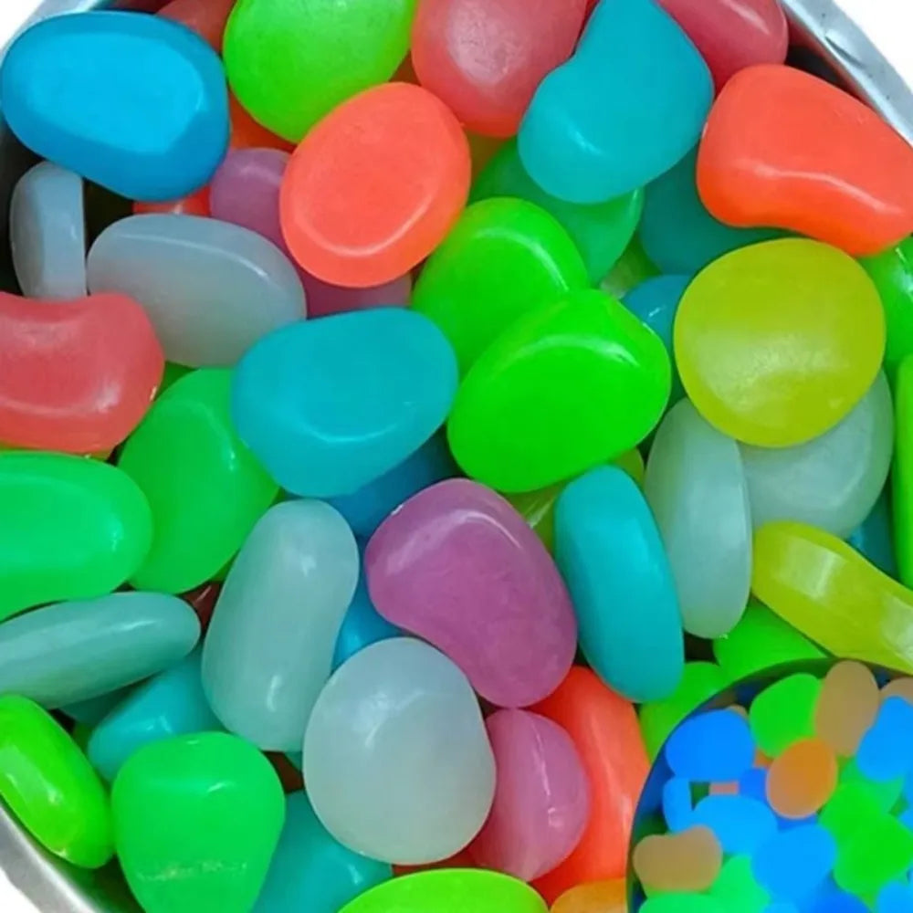 Glow in the Dark Garden Pebbles – 10 Resin Luminous Stones