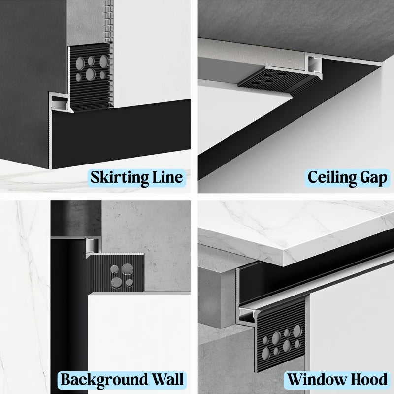 1M Shadow Gap LED Aluminum Profile – Recessed Ceiling Channel