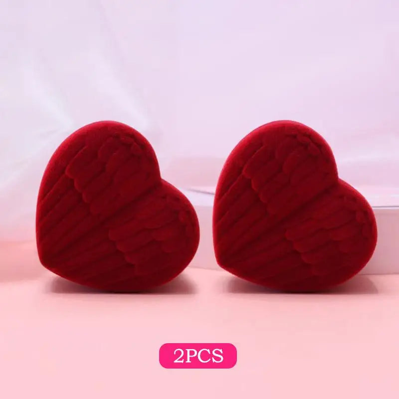 Velvet Flocked Ring Box – Rose Heart Jewelry Gift Case