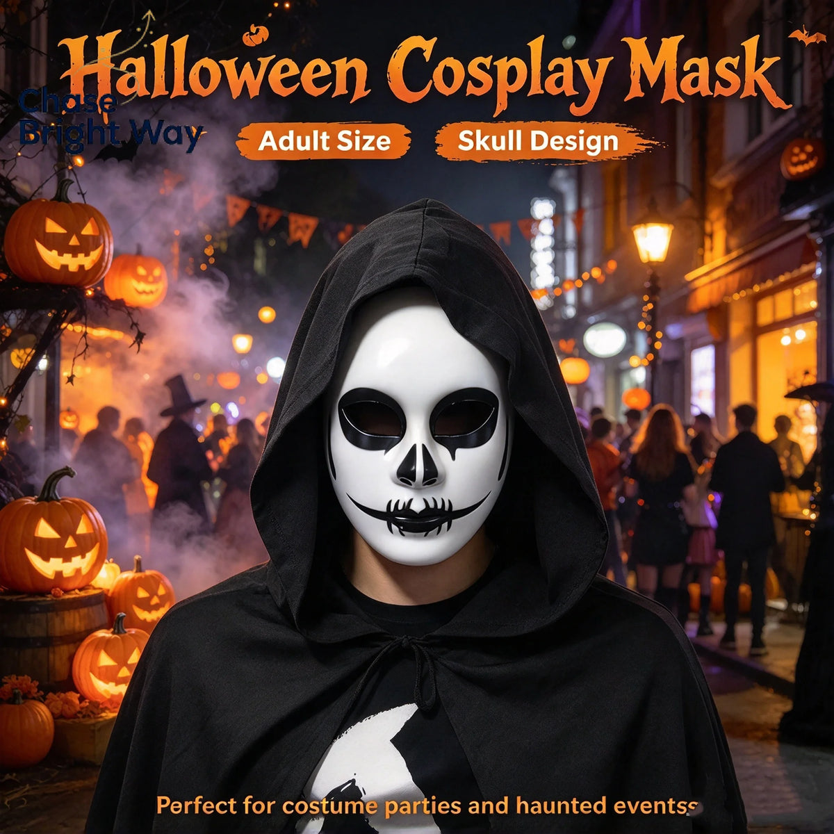Scary Halloween Full Face Mask – PVC Cosplay Horror Costume