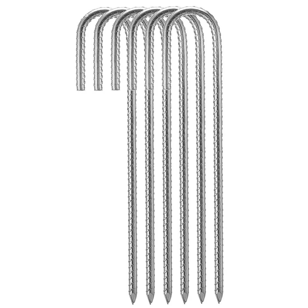 6-Pack J Hook Rebar Ground Stakes – Heavy Duty Anti-Rust Steel