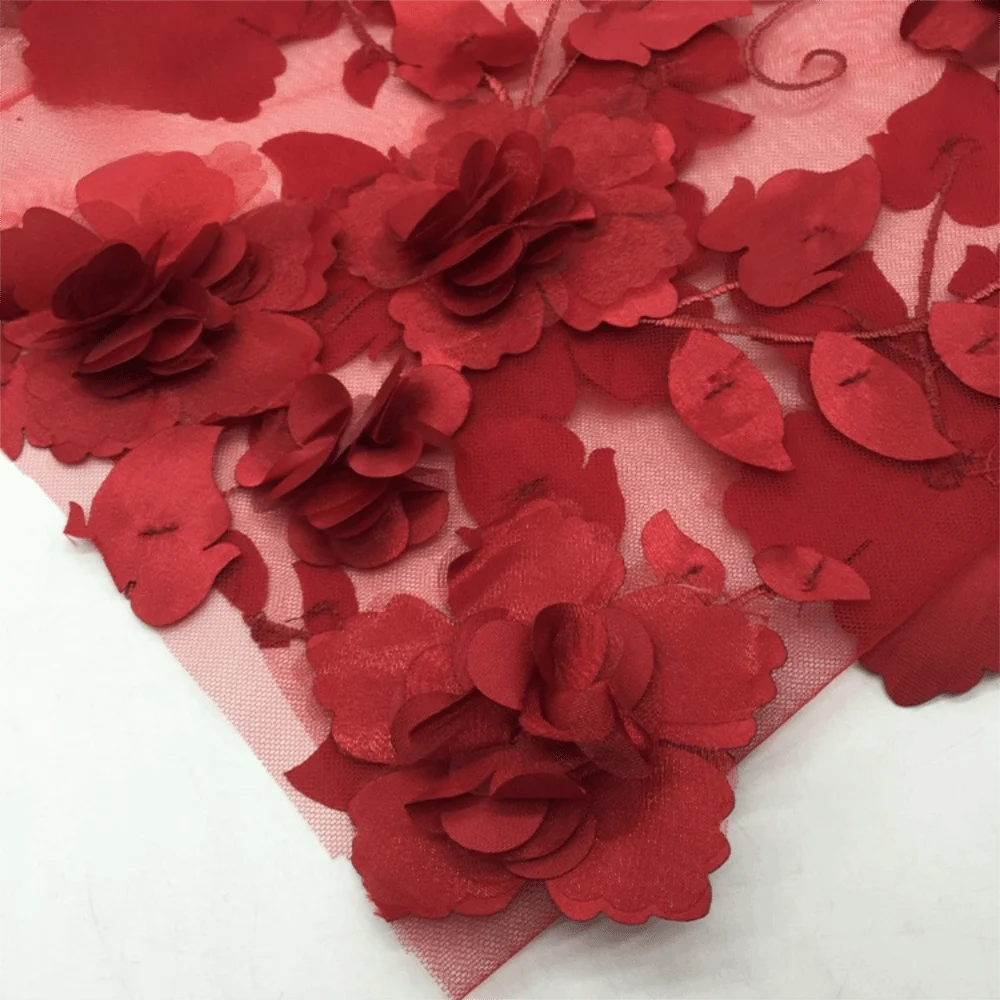3D Flower Lace Fabric Bead Embroidery – 140cm x 1 Yard