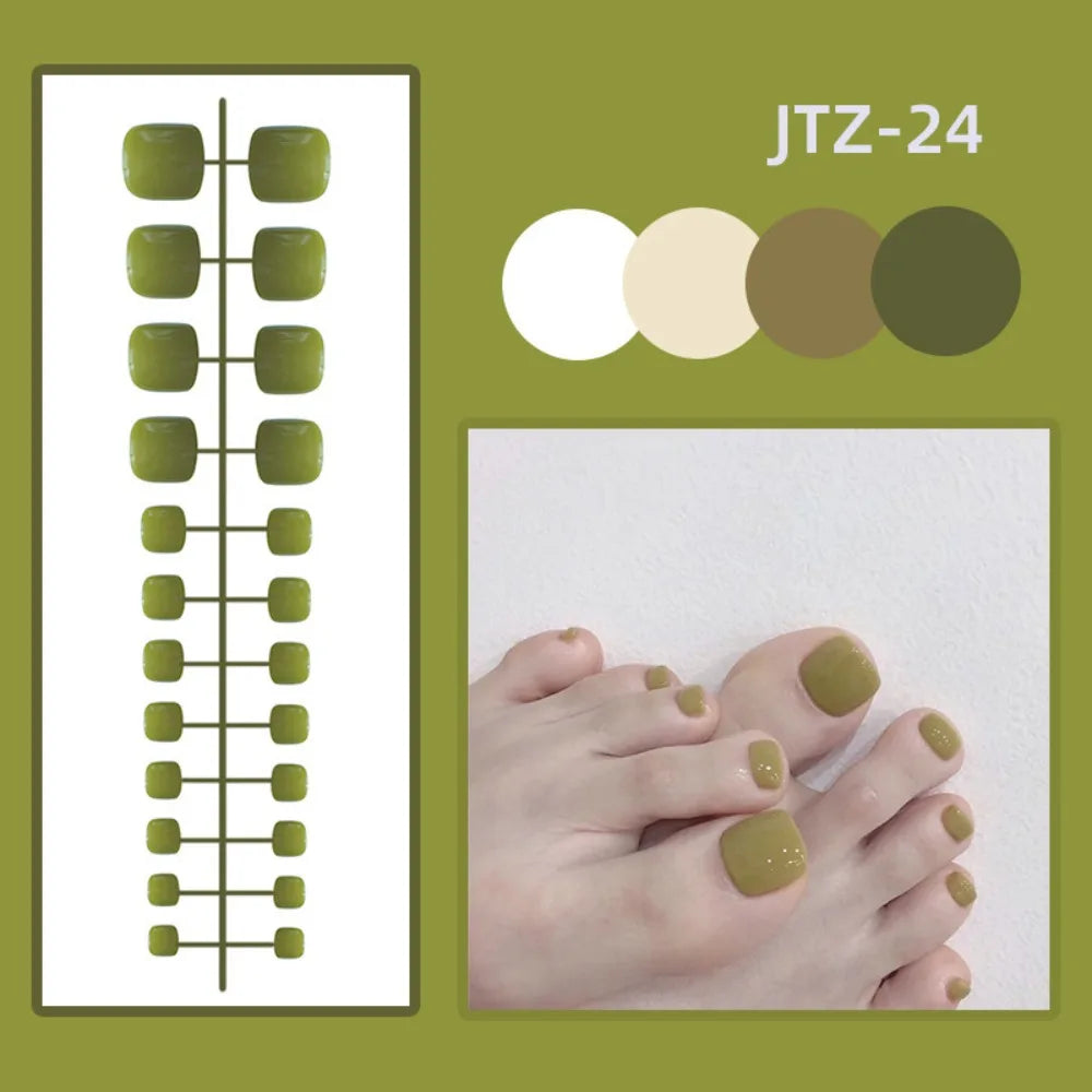24-Pack Press-On Fake Toenails – Full Cover Acrylic Tips