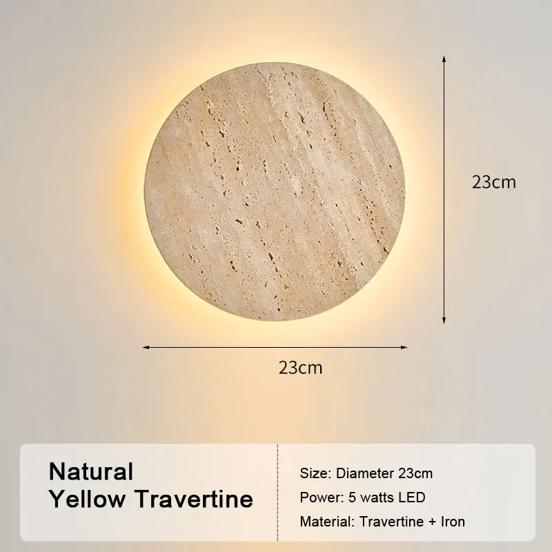 Retro LED Wall Lamp – Natural Yellow Travertine Stone Light
